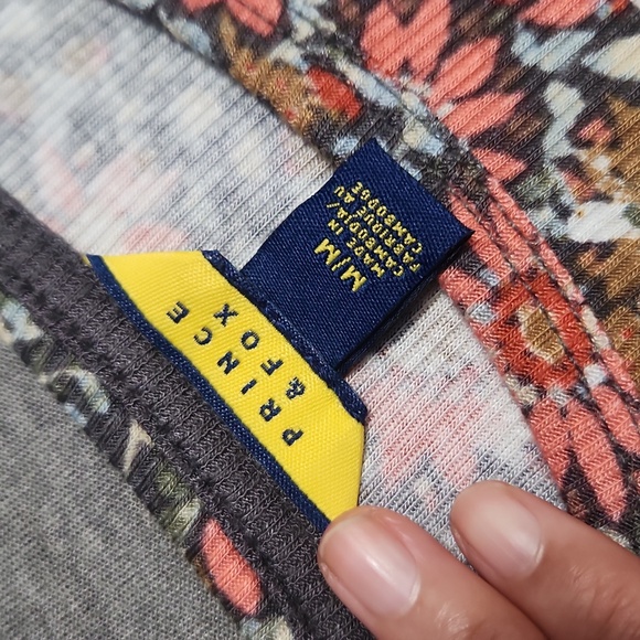 Prince & Fox Floral Ribbed Henley Long-Sleeved Tee Top Shirt Blouse - Picture 6 of 8